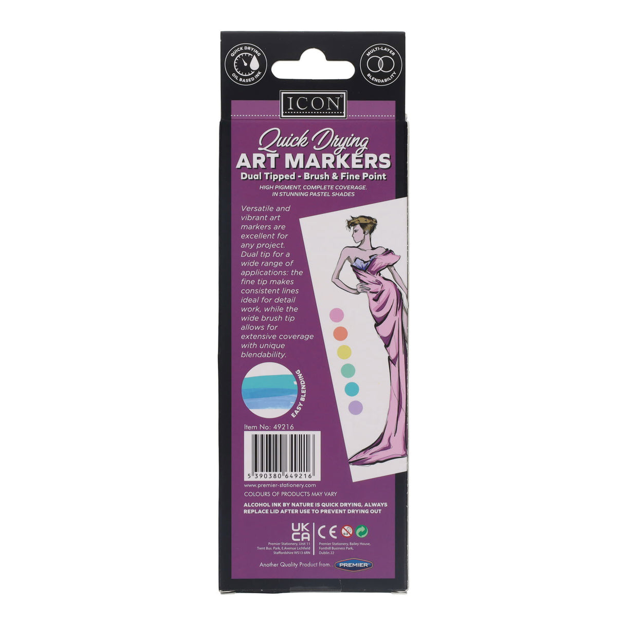 Icon Quick Drying Art Markers - Pastel - Pack of 6