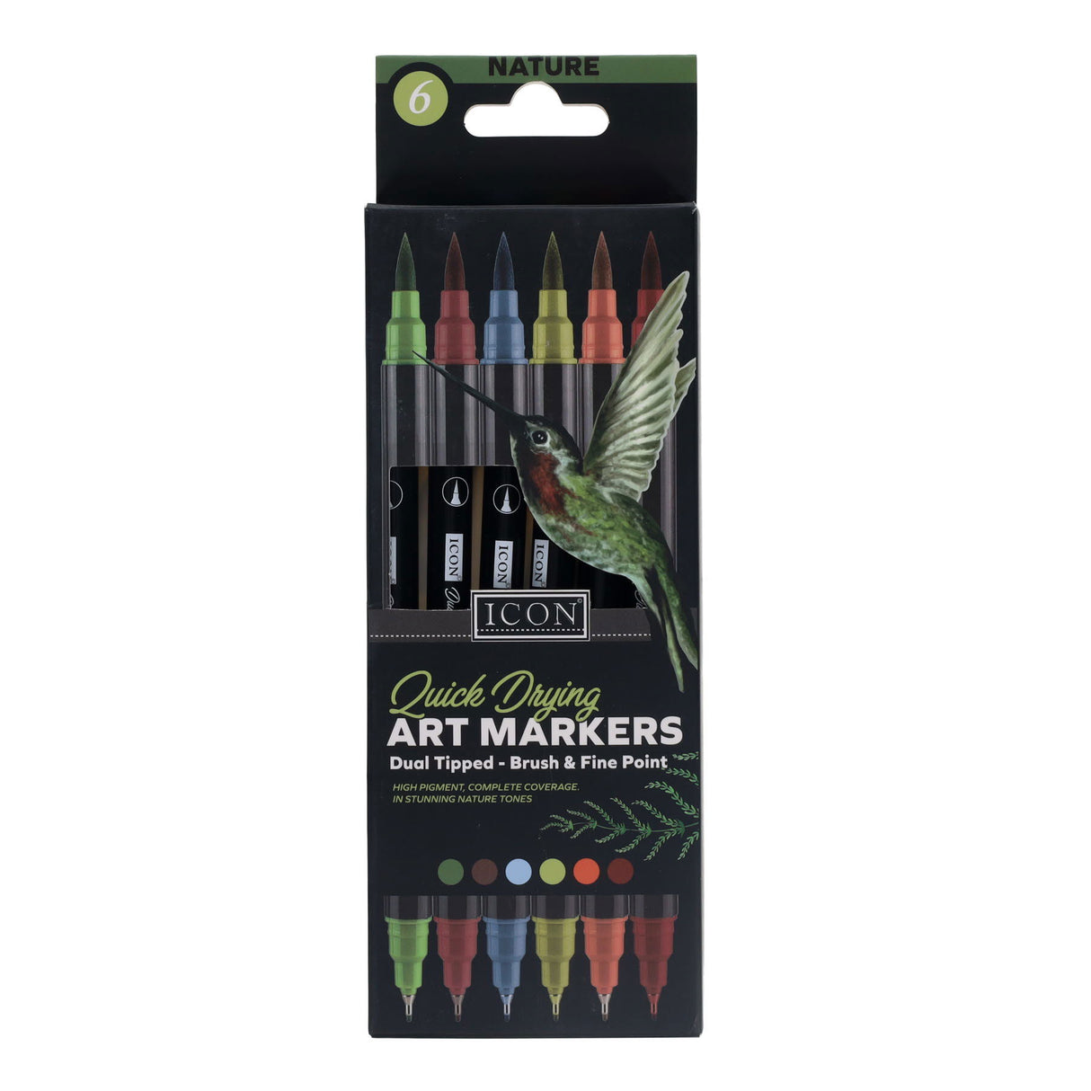 Icon Quick Drying Art Markers - Nature - Pack of 6