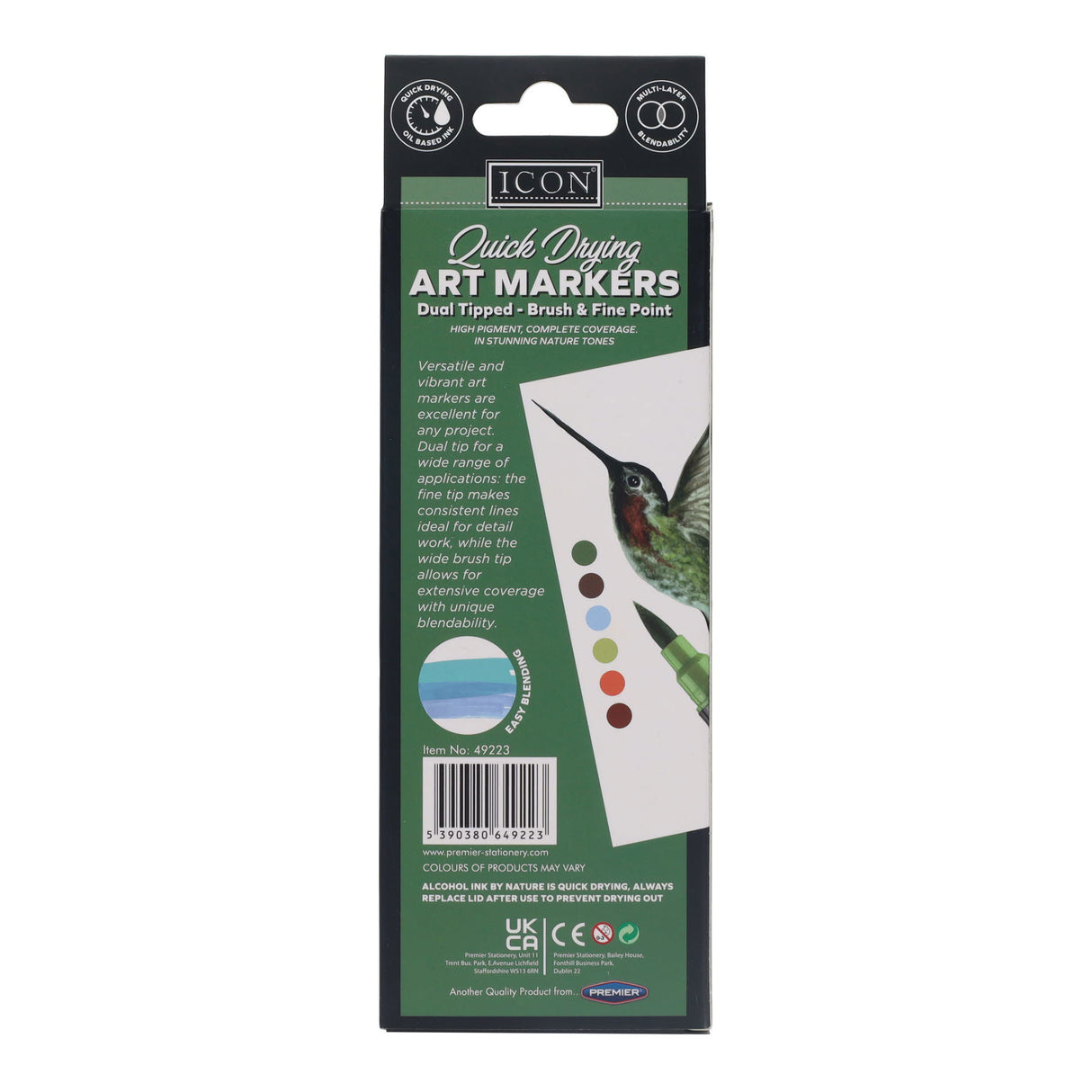 Icon Quick Drying Art Markers - Nature - Pack of 6