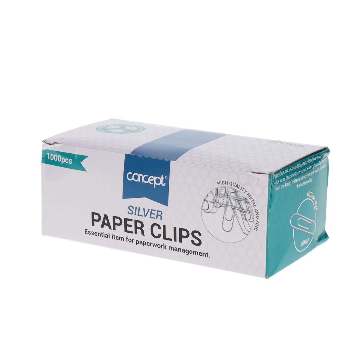 Concept Paper Clips - 30mm - Box of 1000