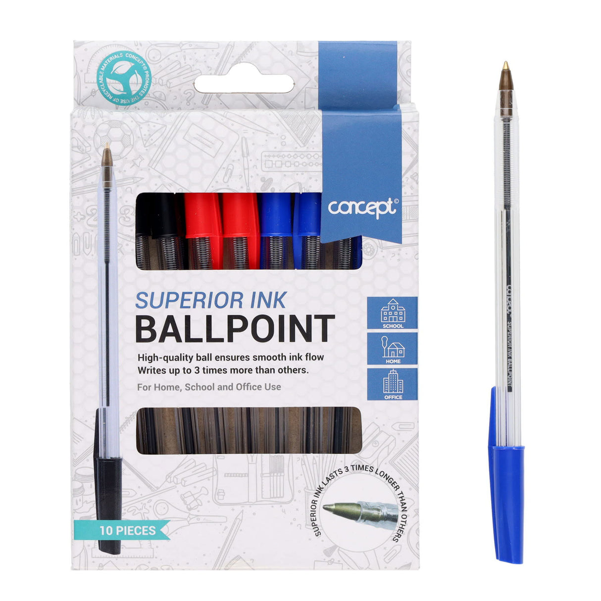 Concept Ballpoint Pens - Assorted - Pack of 10