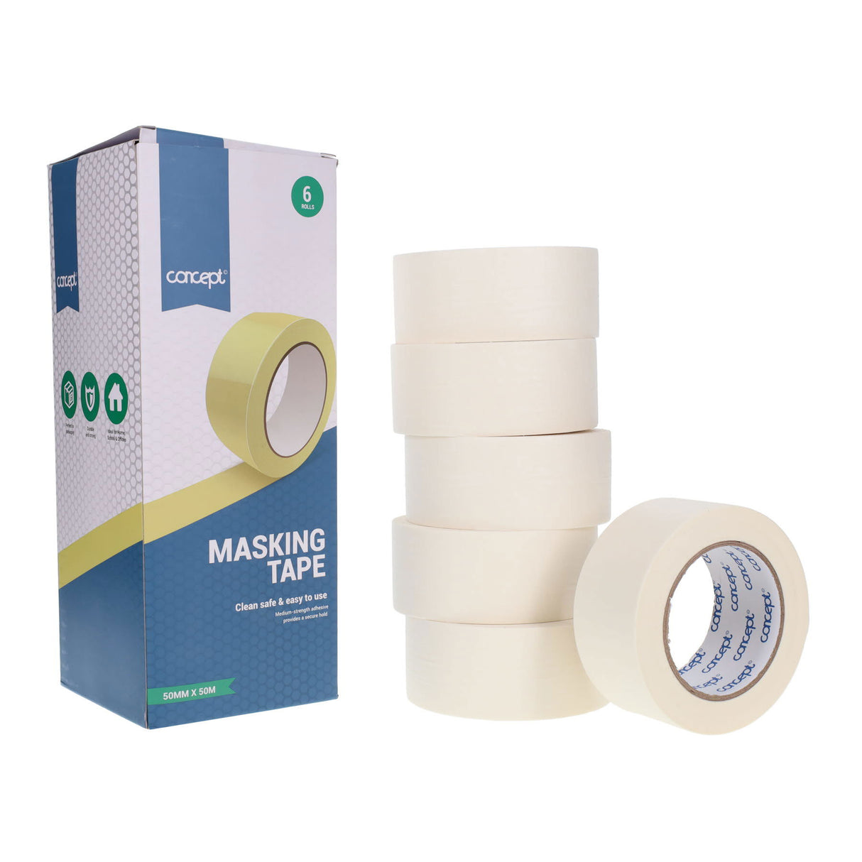 Concept Masking Tape 50mm x 50m - Box of 6