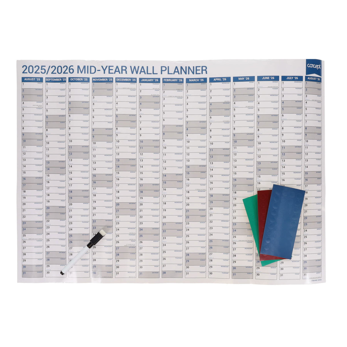 Concept A2 2025/2026 Mid-Year Wall Planner