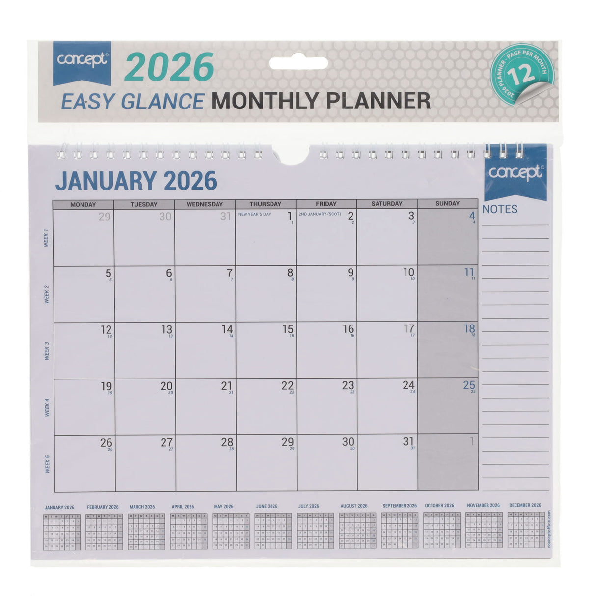 Concept 2026 Easy Glance Monthly Planner