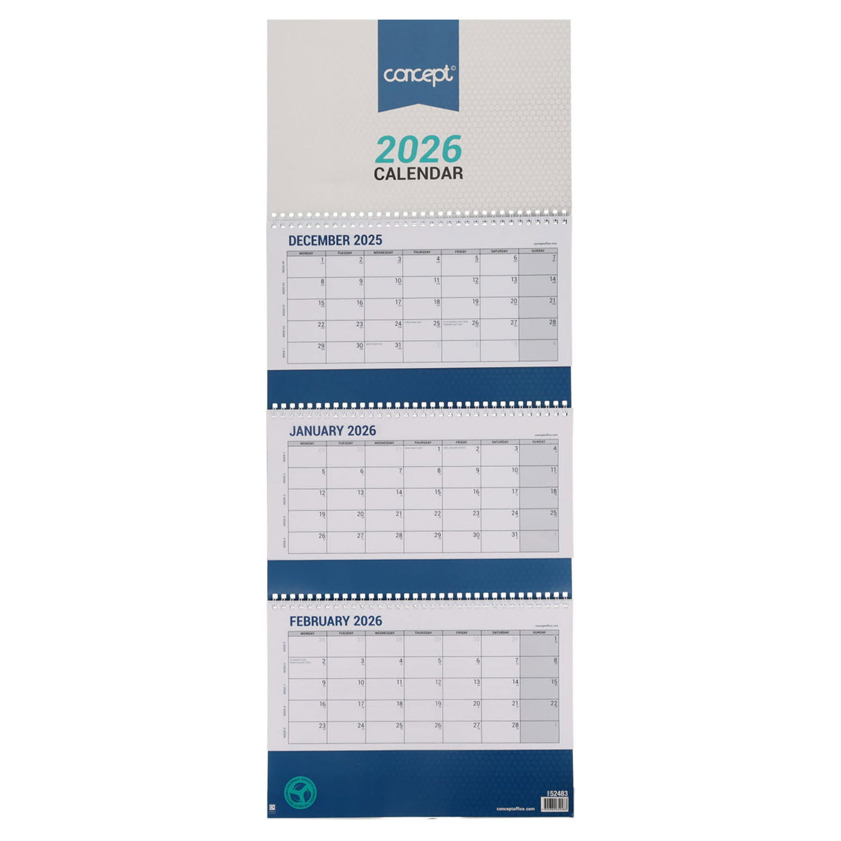 Concept 2026 Trifold Wall Calendar