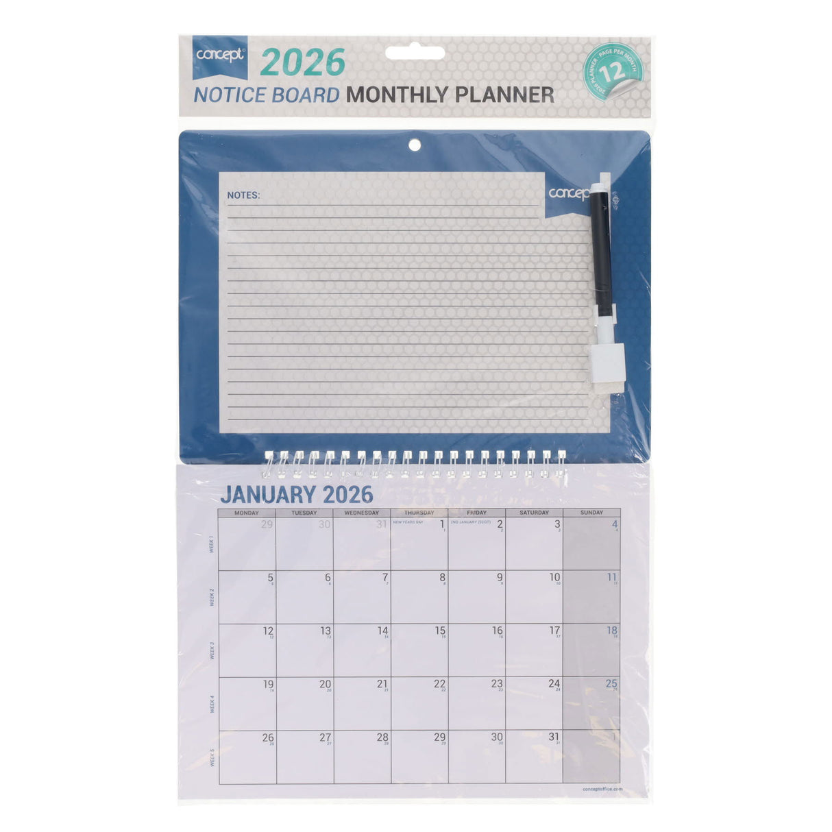 Concept 2026 Notice Board Monthly Planner