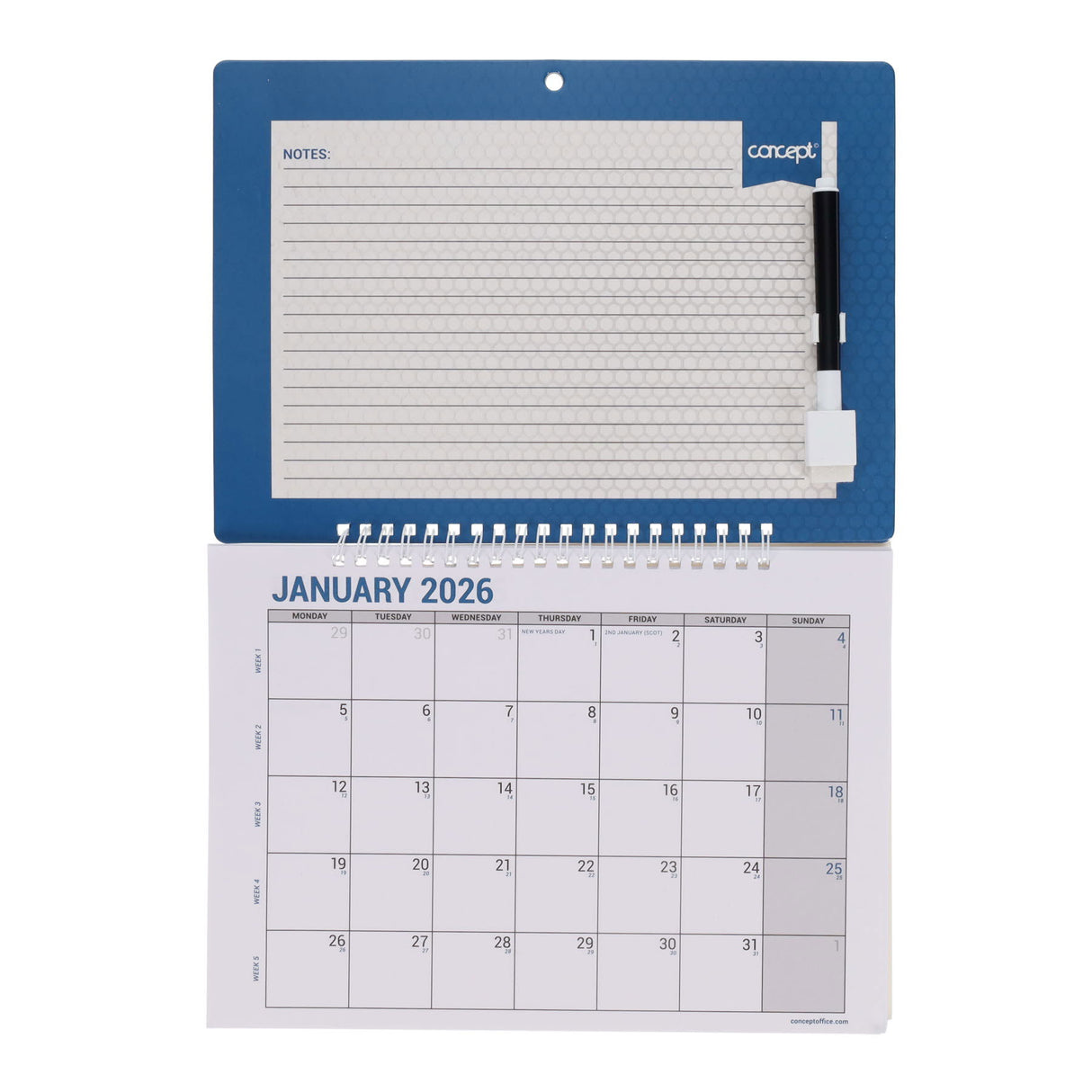 Concept 2026 Notice Board Monthly Planner