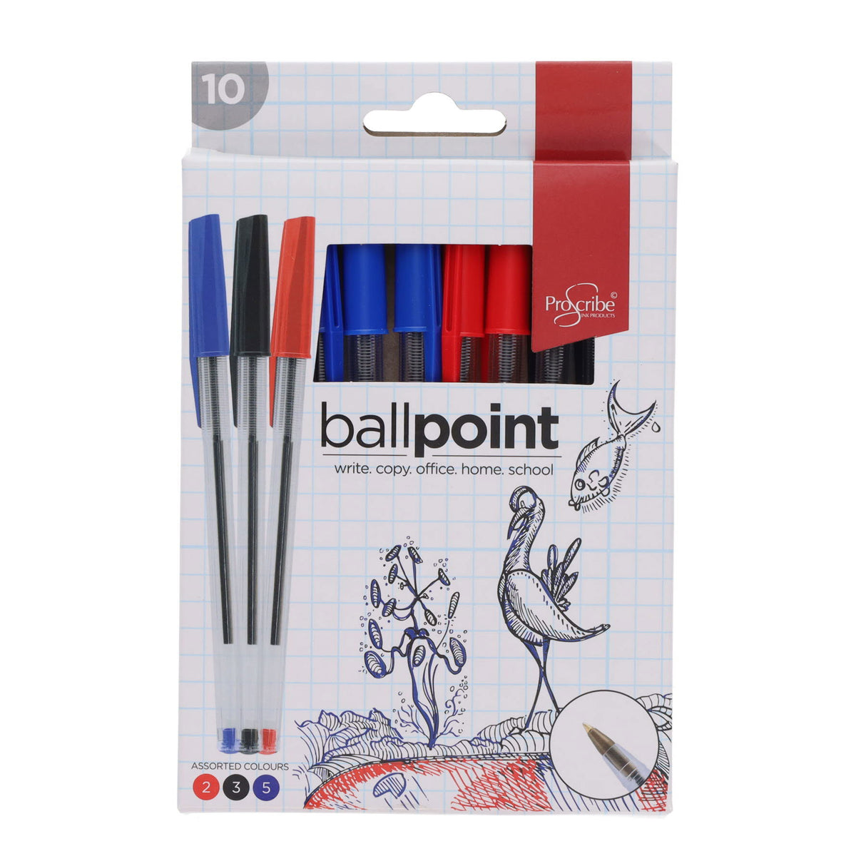 Pro:Scribe Ballpoint Pens - Wallet of 10