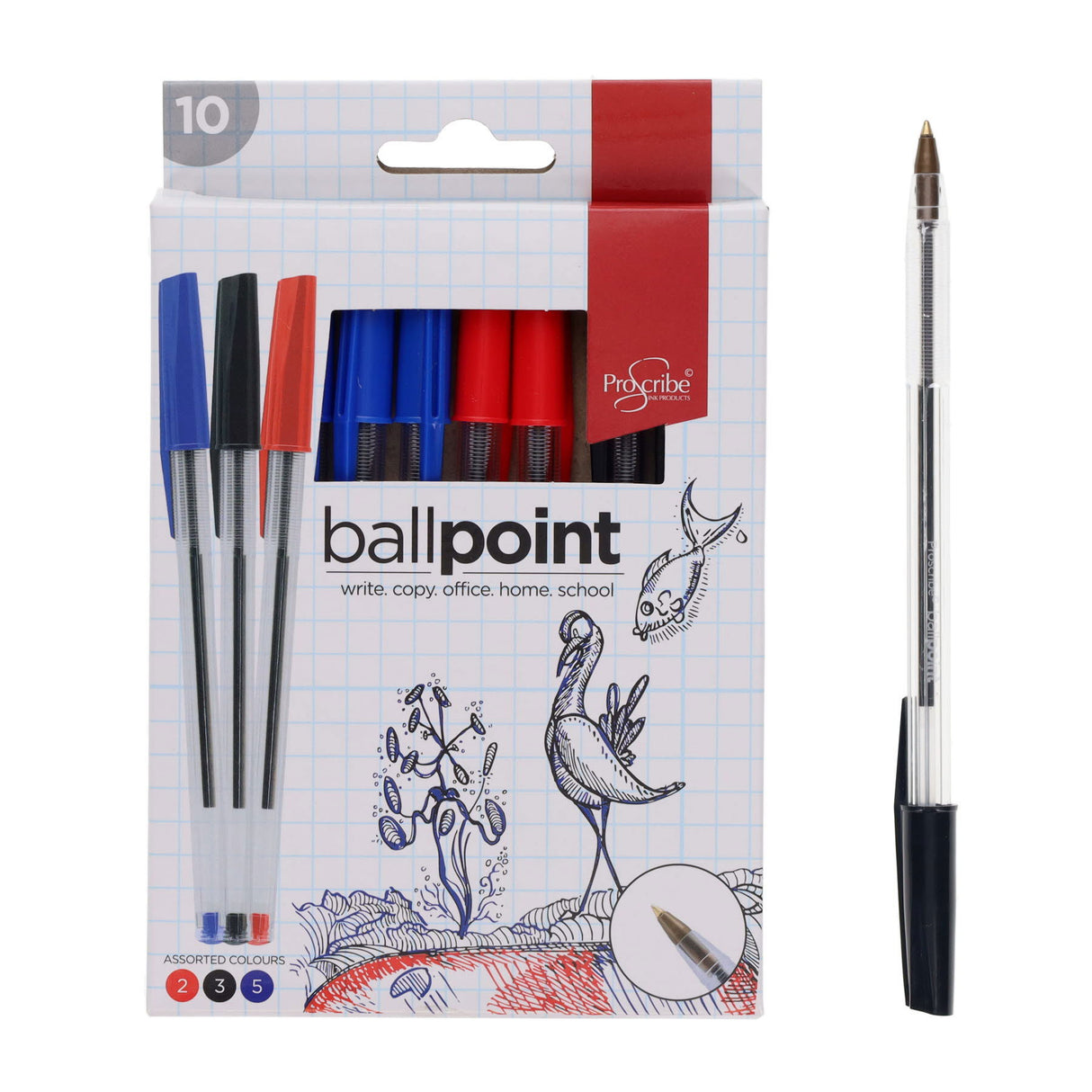 Pro:Scribe Ballpoint Pens - Wallet of 10