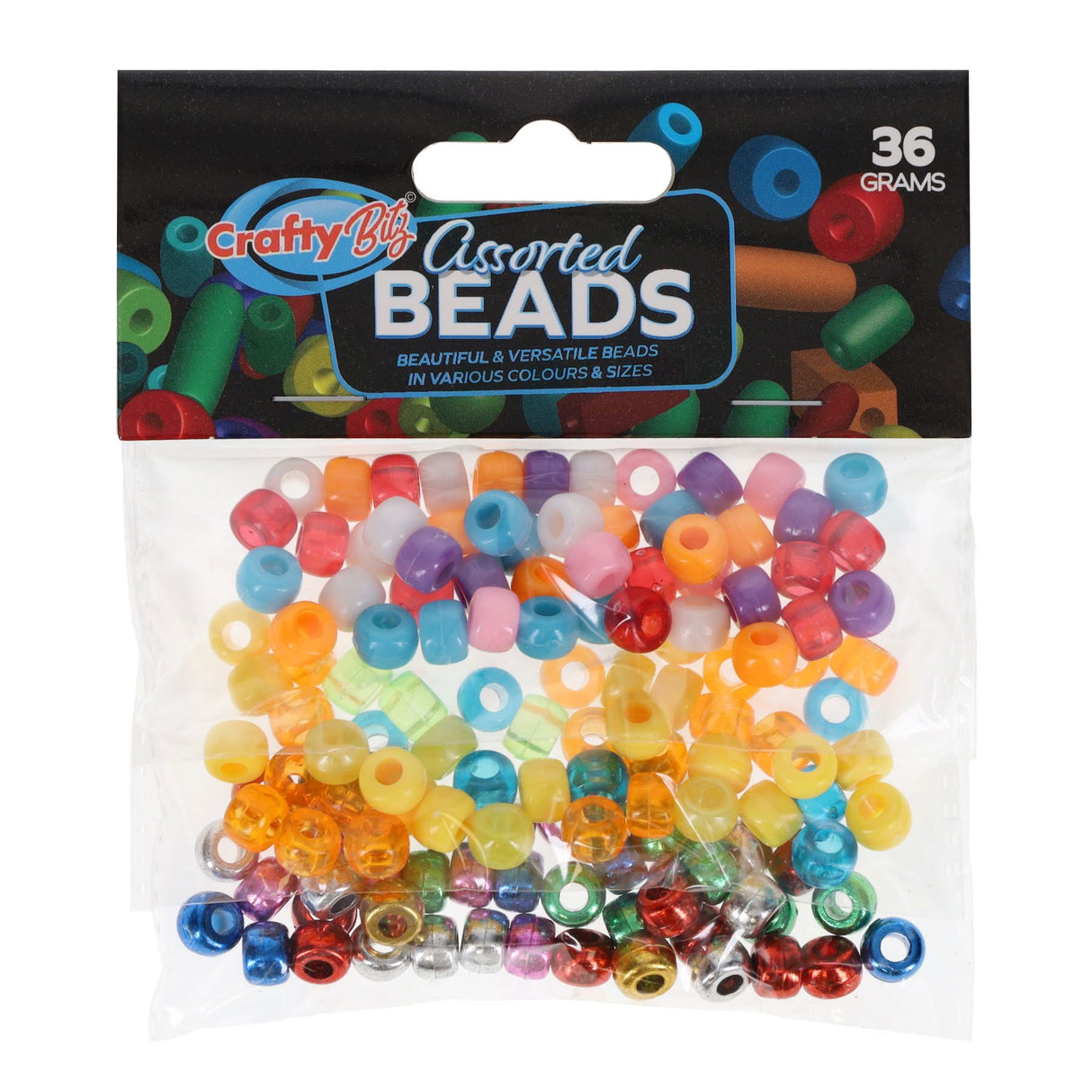 Crafty Bitz Bag of Plastic Beads - 36g