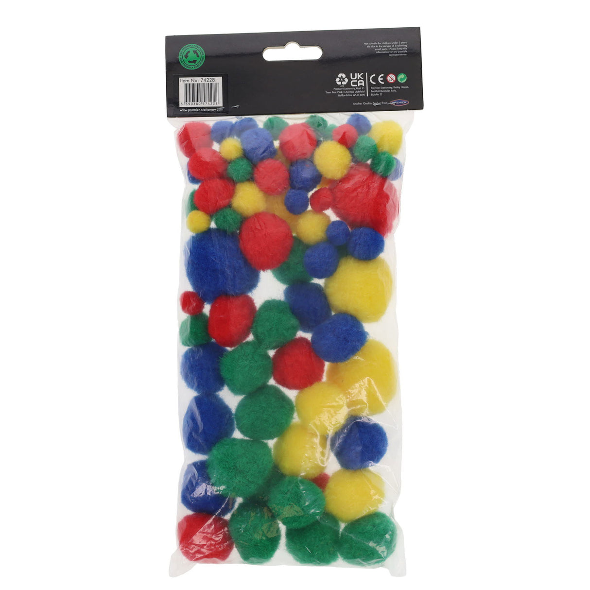 Crafty Bitz Pom Poms - Primary - Pack of 100