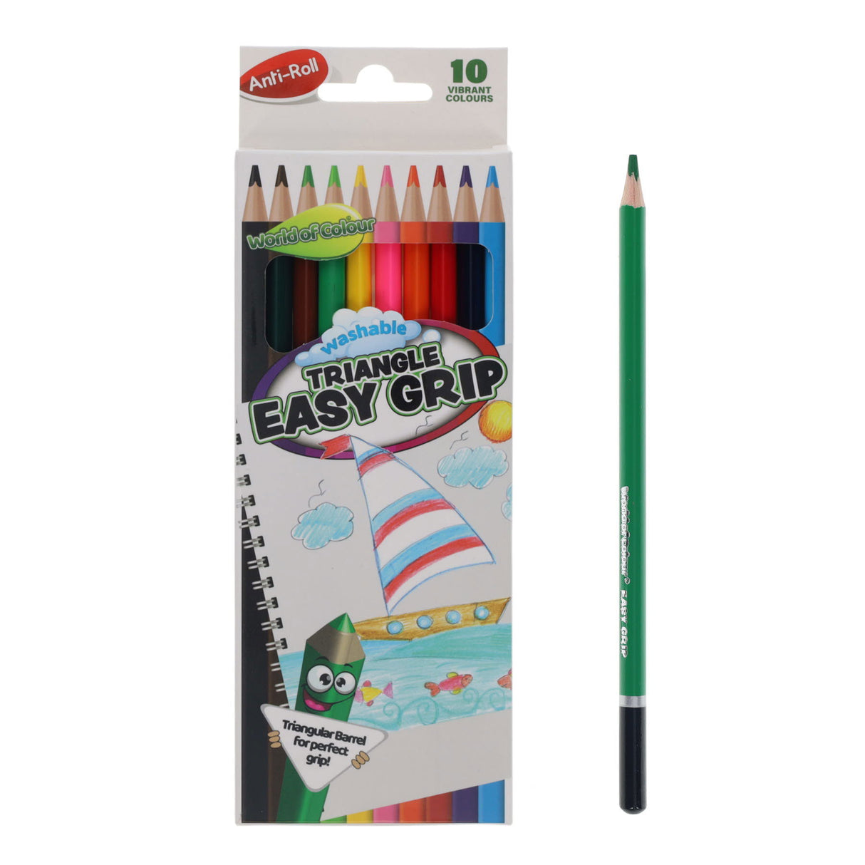 World of Colour Triangular Junior Colouring Pencils - Easy Grip - Pack of 10
