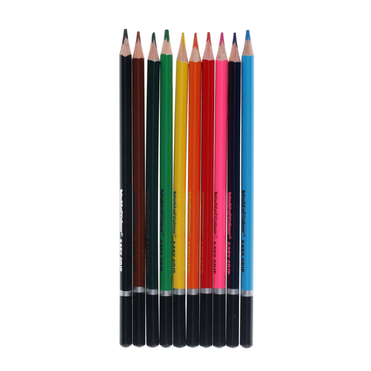 World of Colour Triangular Junior Colouring Pencils - Easy Grip - Pack of 10