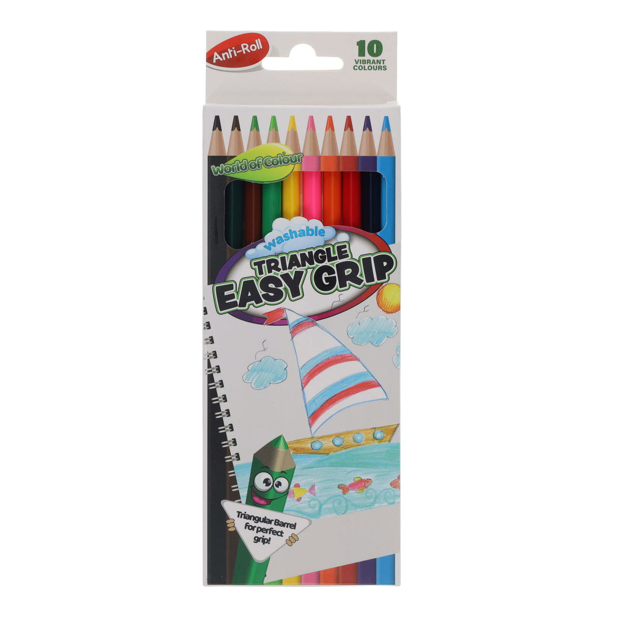 World of Colour Triangular Junior Colouring Pencils - Easy Grip - Pack of 10