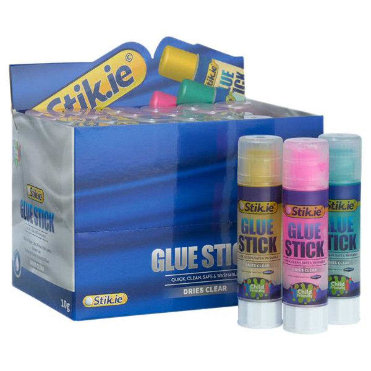 Stik:ie Coloured Transparent Glue Stick - 10g - Box of 24
