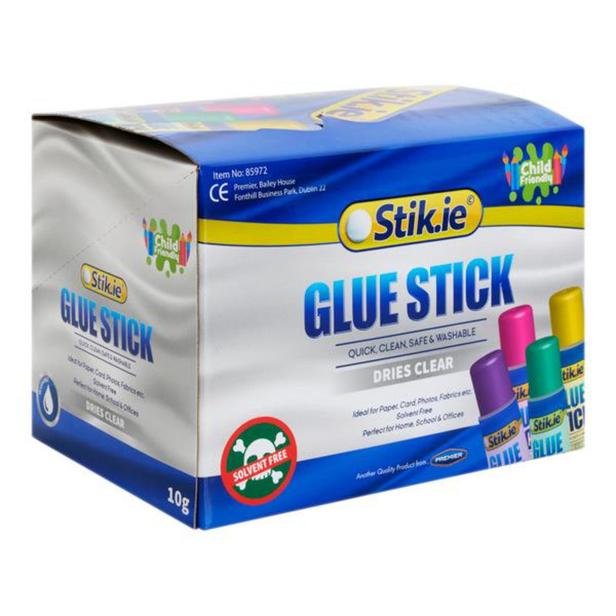 Stik:ie Coloured Transparent Glue Stick - 10g - Box of 24