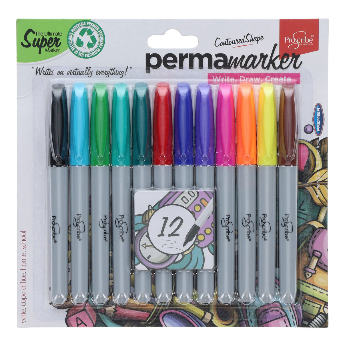 Pro:Scribe Permanent Markers - Pack of 12