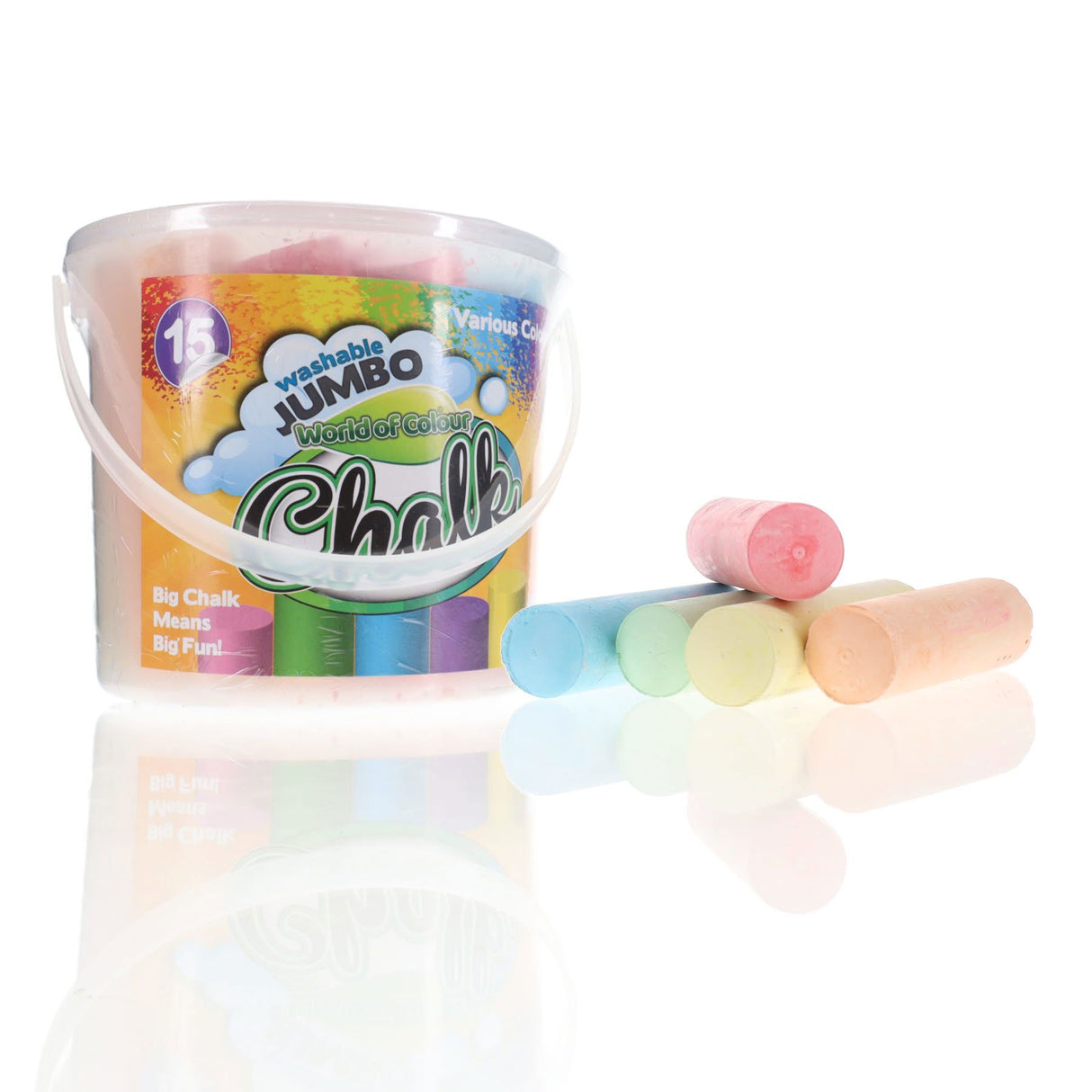 World of Colour Washable Jumbo Sidewalk Chalk - Coloured - Bucket of 15