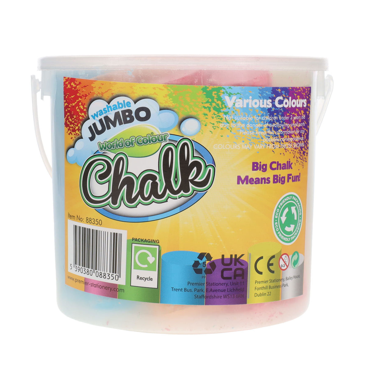 World of Colour Washable Jumbo Sidewalk Chalk - Coloured - Bucket of 15