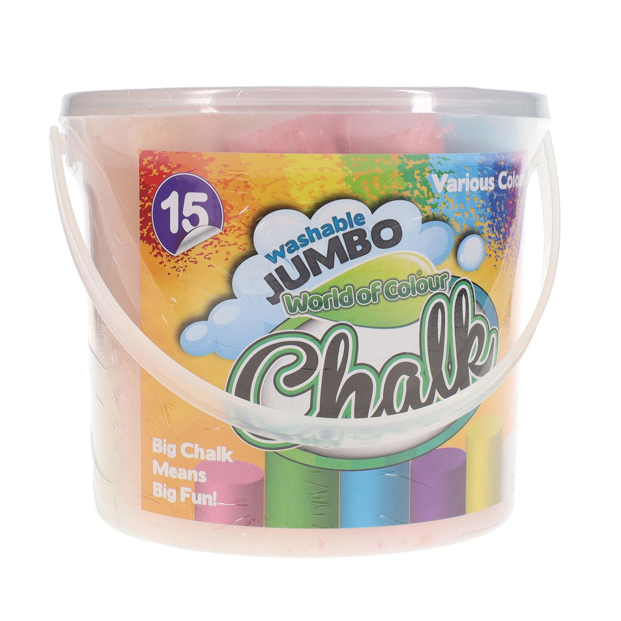 World of Colour Washable Jumbo Sidewalk Chalk - Coloured - Bucket of 15