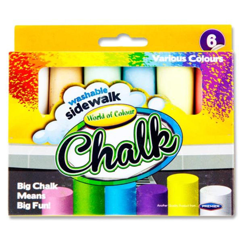 World of Colour Jumbo Sidewalk Chalk - Coloured - Box of 6