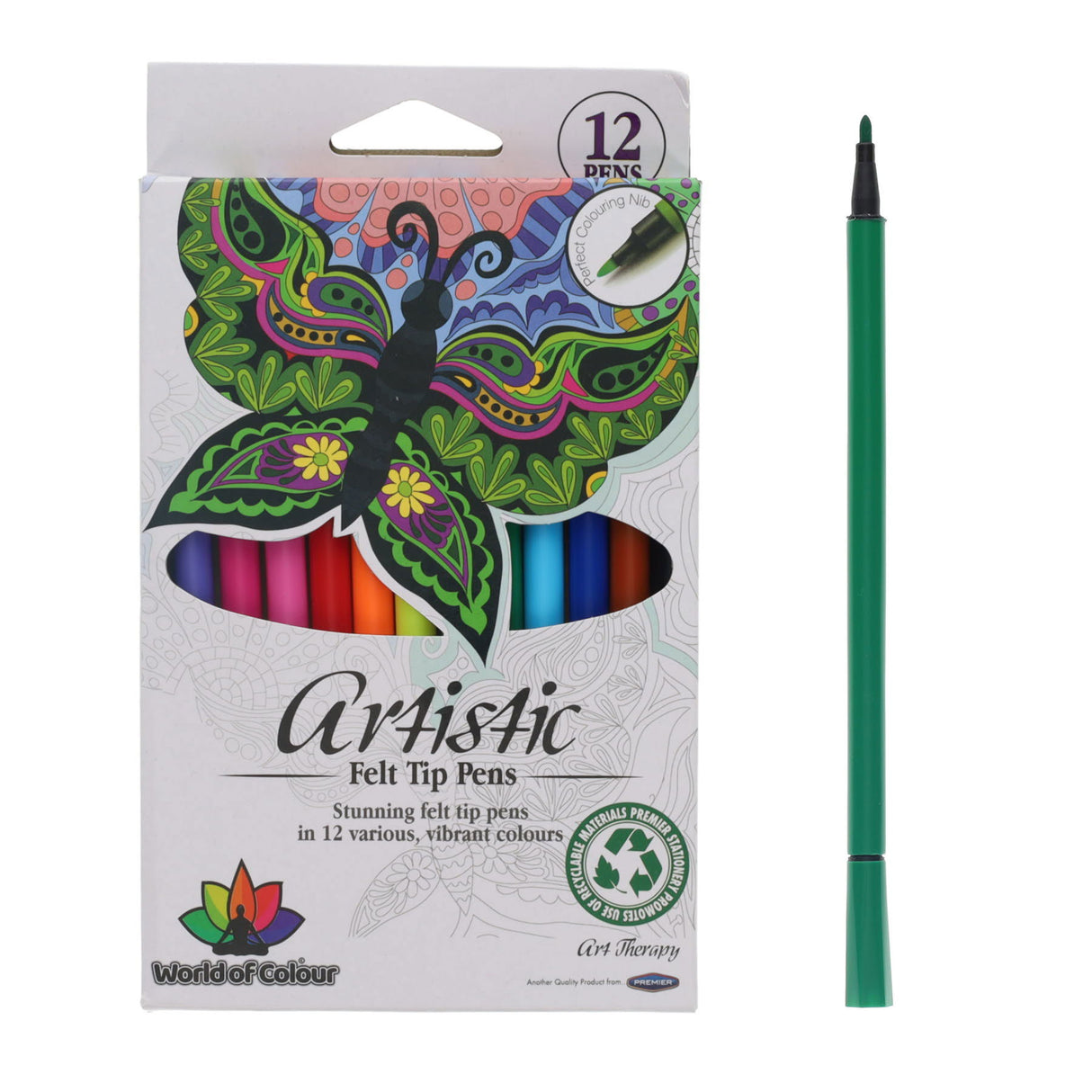 World of Colour Artistic Felt Tip Pens - Box of 12