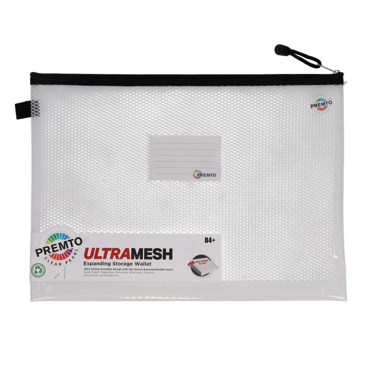 Premto A4 XXL Ultramesh Expanding Wallet - Clear Pearl