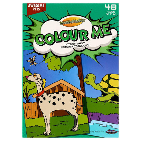 World of Colour A4 Perforated Colour Me Colouring Book - 48 Pages - Awesome Pets