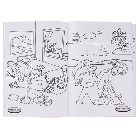 World of Colour A4 Perforated Colour Me Colouring Book - 48 Pages - Holiday Adventures