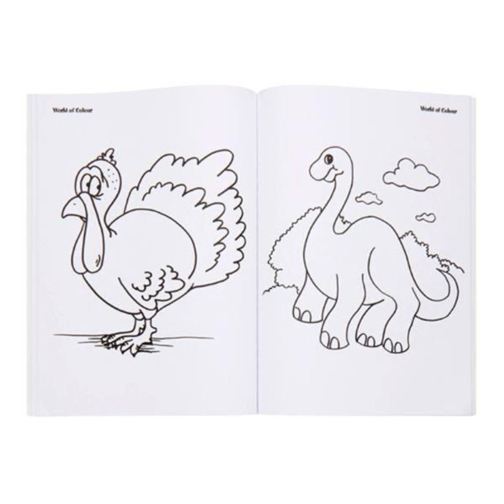 World of Colour A4 Perforated Colour Me Colouring Book - 96 Pages - Cute Animals-Kids Colouring Books-World of Colour|StationeryShop.co.uk