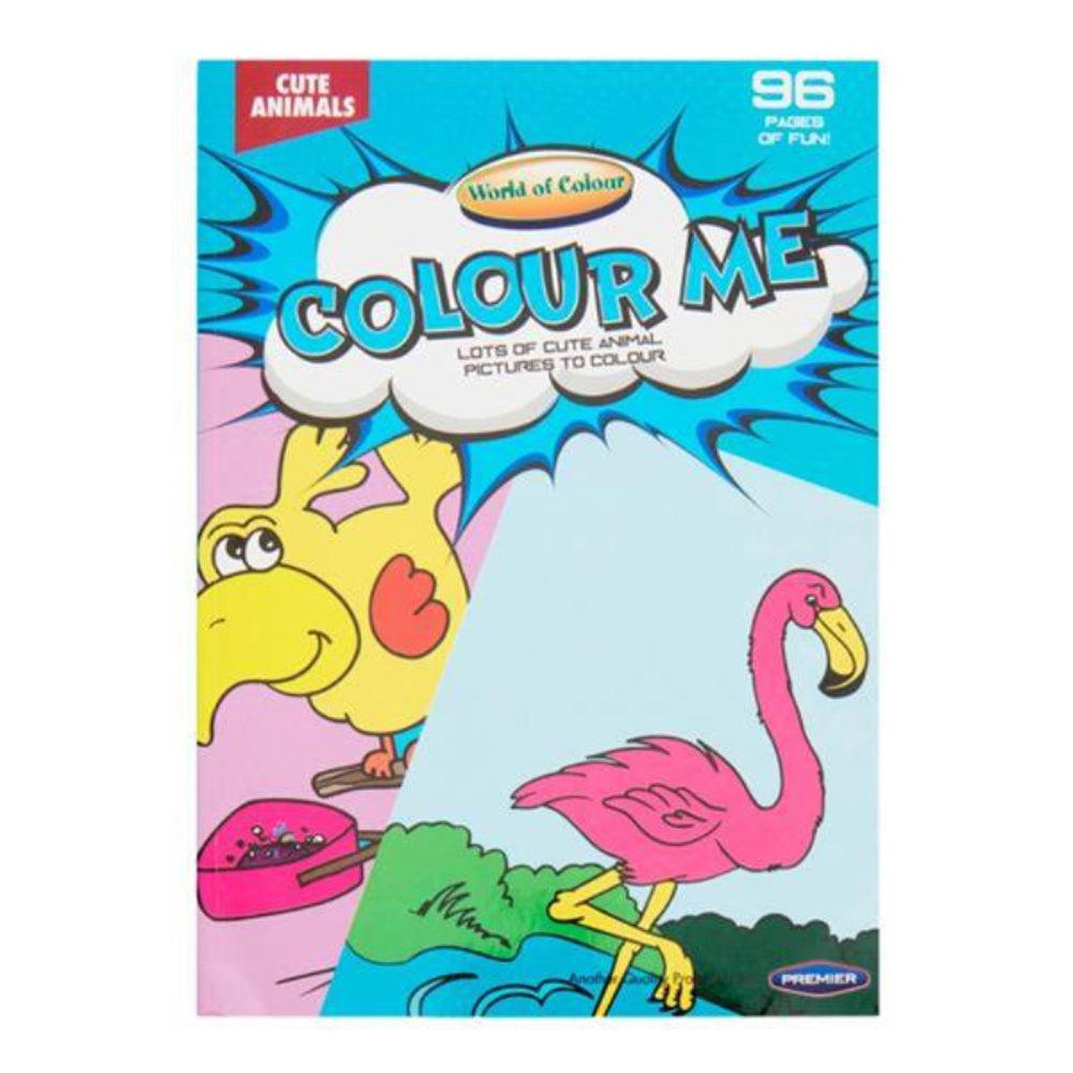 World of Colour A4 Perforated Colour Me Colouring Book - 96 Pages - Cute Animals