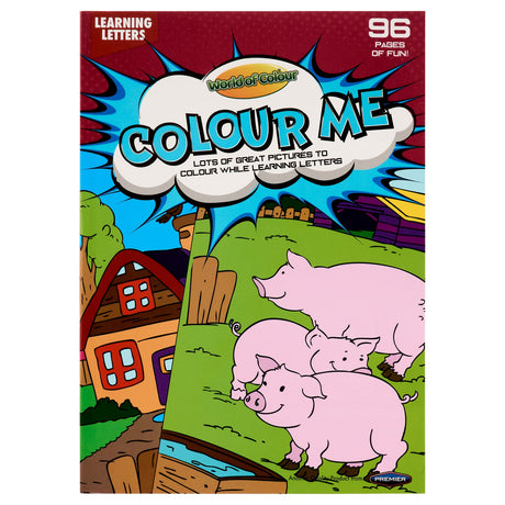 World of Colour A4 Perforated Colour Me Colouring Book - 96 Pages - Learning Letters-Kids Colouring Books-World of Colour|StationeryShop.co.uk