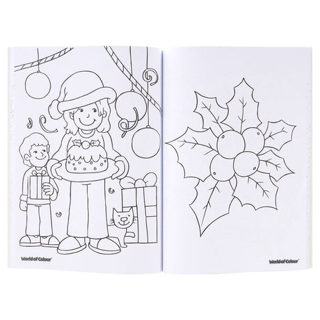 World of Colour A4 Perforated Colouring Book - Festive Fun - 96 Pages - Christmas