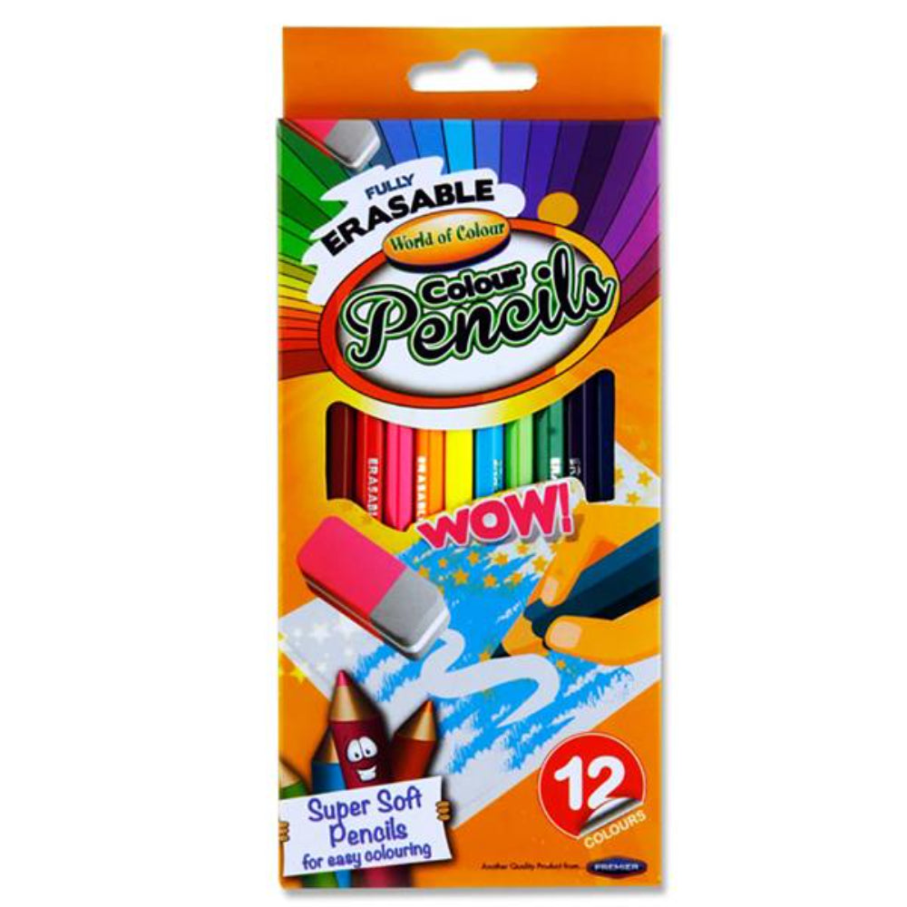 World of Colour Box of 12 Fully Erasable Colouring Pencils-Colouring Pencils-World of Colour|StationeryShop.co.uk