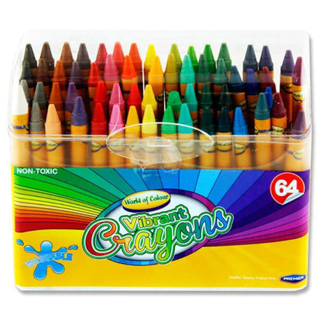 World of Colour Crayons including Sharpener - Box of 64-Crayons-World of Colour|StationeryShop.co.uk