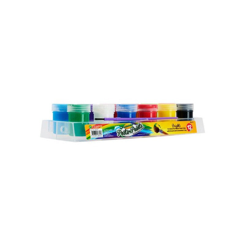 World of Colour Poster Paint Tubs with Brush and Tray - 12 Tubs-Paint Sets-World of Colour|StationeryShop.co.uk