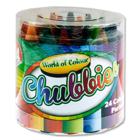 World of Colour Super Chubbies Crayons - For Young Hands - Tub of 24-Crayons-World of Colour|StationeryShop.co.uk