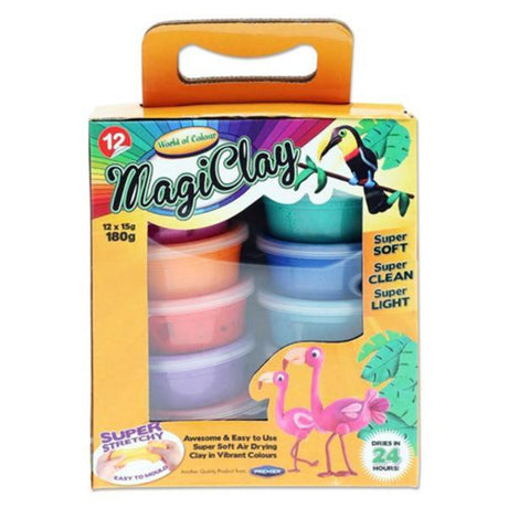 World of Colour Super Stretchy Magiclay - Tubs of 12-Modelling Clay-World of Colour|StationeryShop.co.uk