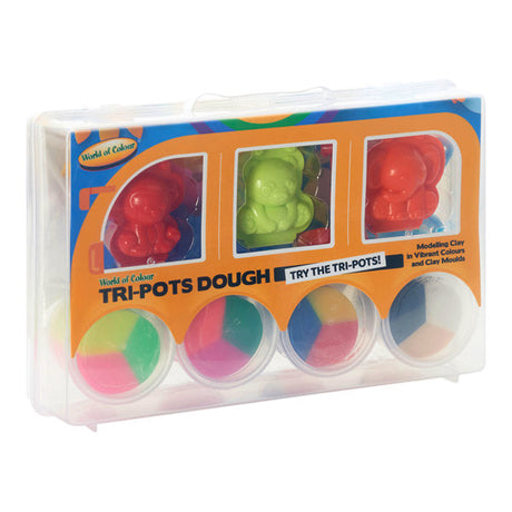 World of Colour Tri-Pots Dough & Moulds Set-Modelling Dough-World of Colour|StationeryShop.co.uk