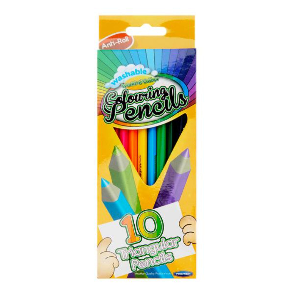 World of Colour Triangular Junior Colouring Pencils - Easy Grip - Pack of 10-Colouring Pencils-World of Colour|StationeryShop.co.uk