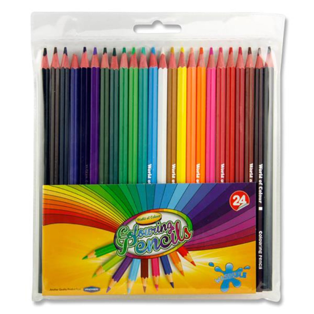 World of Colour Wallet of 24 Washable Full Size Colouring Pencils-Colouring Pencils-World of Colour|StationeryShop.co.uk