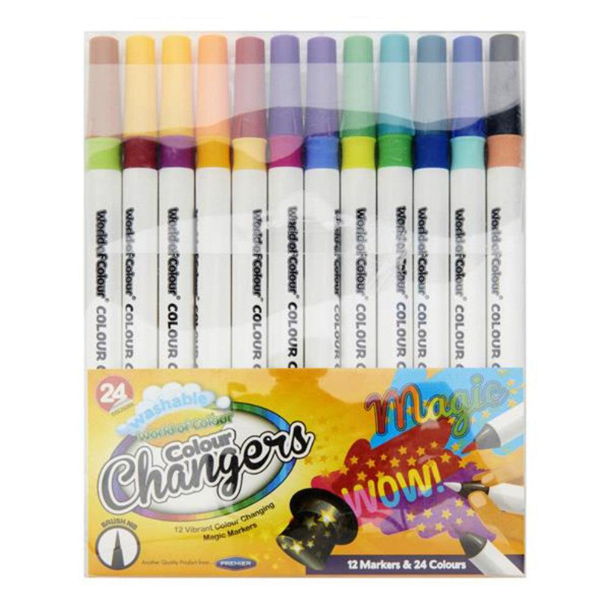 World of Colour Washable Colour Changing Magic Markers - Pack of 12
