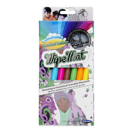 World of Colour Washable Placemat with 6 Wipeable Colour Markers - Angel-Kids Art Sets-World of Colour|StationeryShop.co.uk