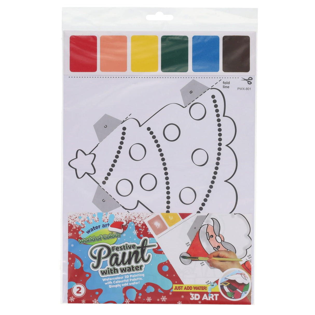 World of Colour Water Art - Paint with Water - Palette on Page - 2 Sheets - Festive-Kids Art Sets-World of Colour|StationeryShop.co.uk