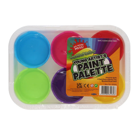 World of Colour Young Artist's Paint Palette - Pack of 6 Pots with Tray-Palettes & Knives-World of Colour|StationeryShop.co.uk