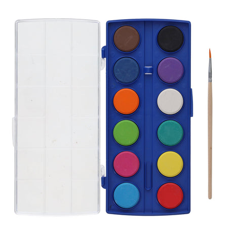 World of Colour Paint Palette Set with 12 Watercolours and Paint Brush