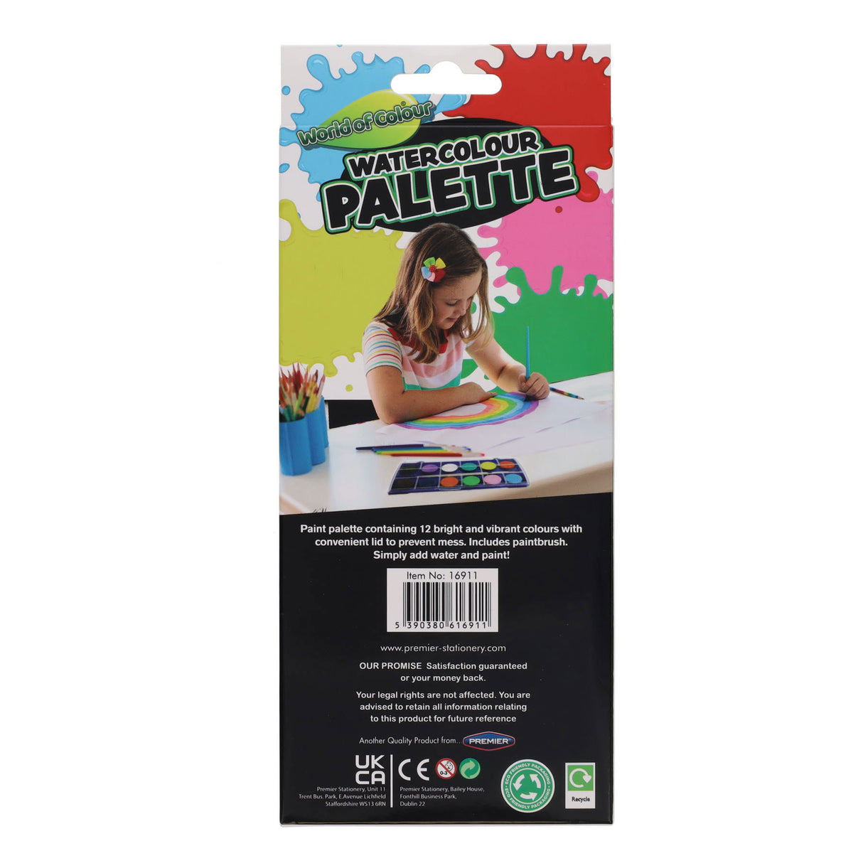 World of Colour Paint Palette Set with 12 Watercolours and Paint Brush