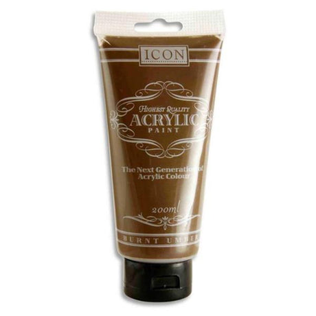 Icon Highest Quality Acrylic Paint - 200 ml - Burnt Umber