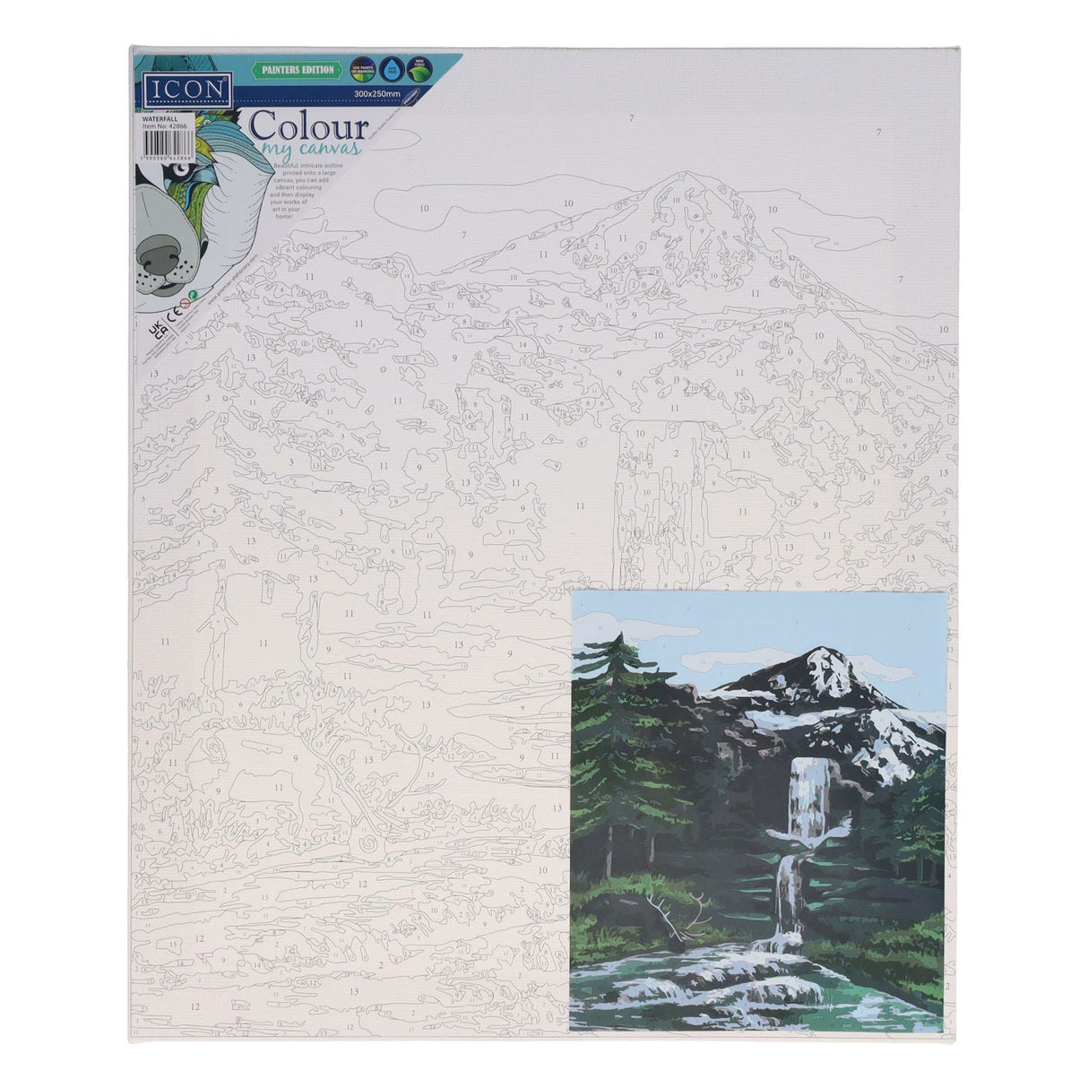 300x250mm Paint By Numbers Canvas - Waterfall | Stationery Shop UK