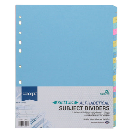 Premier Office Extra Wide A-Z Subject Dividers - 20 Tabs-Page Dividers & Indexes-Premier Office|StationeryShop.co.uk